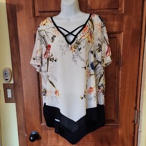 Heart Soul Floral Blouse with Black Trim